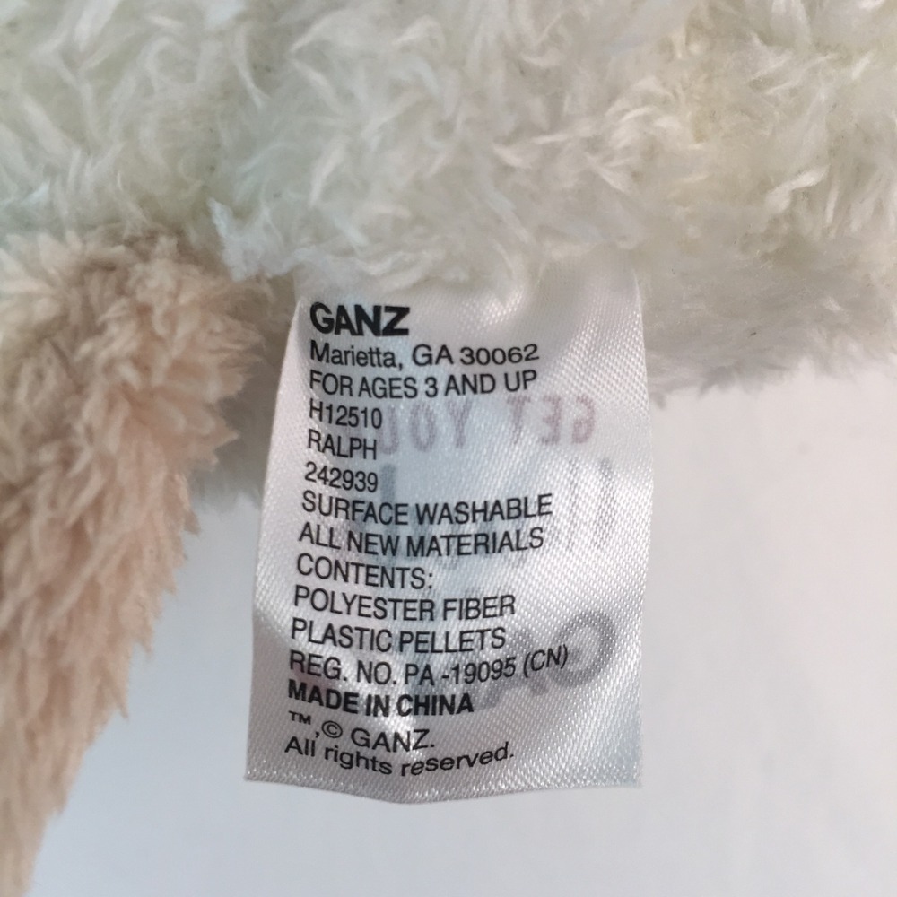 GANZ Ralph Dog Plush 9in White Tan Shaggy Puppy Stuffed Animal Toy H12510 - Picture 7 of 8